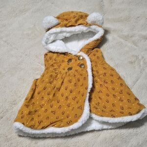 Catherine Malandrino Mini Infant Cape Sherpa Lined Size 3-6M Corduroy Outer Vest